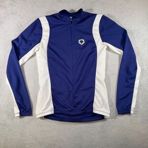 Descente Women Blue White H2Zero Long Sleeve Cycling Jersey Quarter Zip Medium